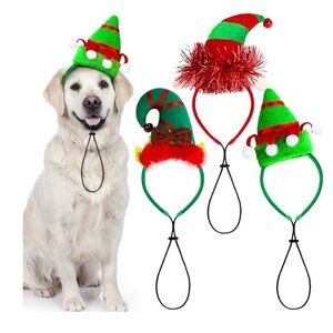 Holiday Elf Dog Headband Hat - Green/Red Festive Pet Accessory